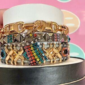 BP Under the Luxe Moon Halloween stack Gold and Hematite Multicolor Bracelet Set